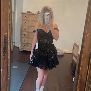 Brand new black Sherri Hill mini dress style: #55785